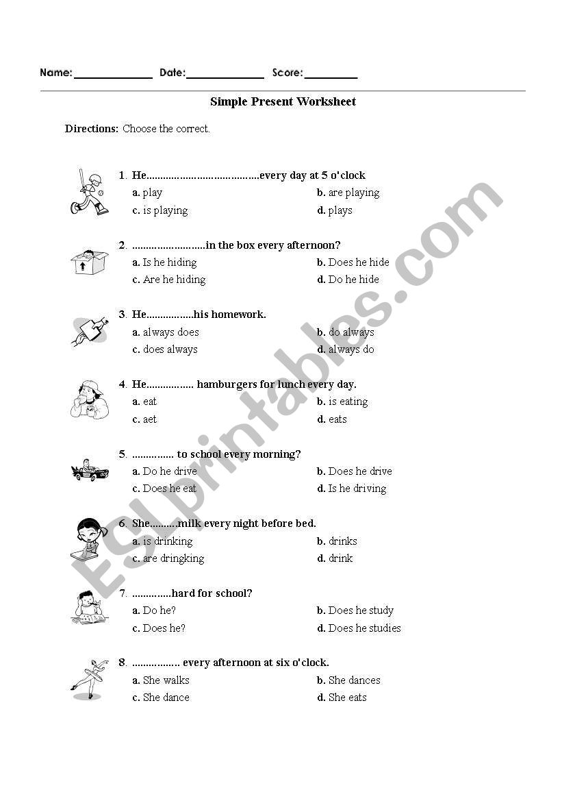 simple present worksheet