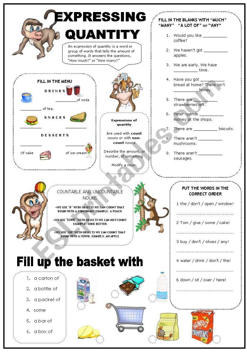 Expressing Quantity worksheet