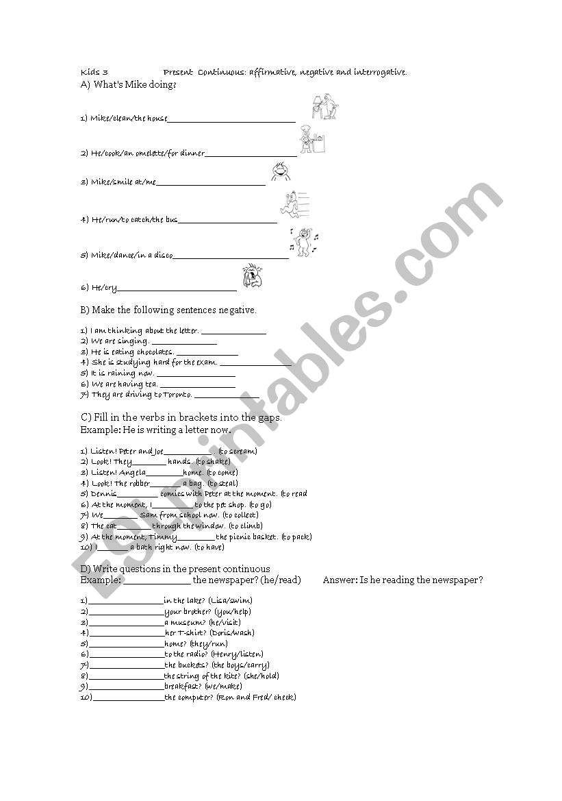 Present Continuous worksheet