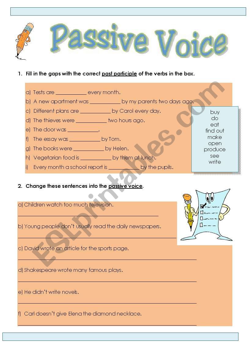 Passive voice - 2 worksheet