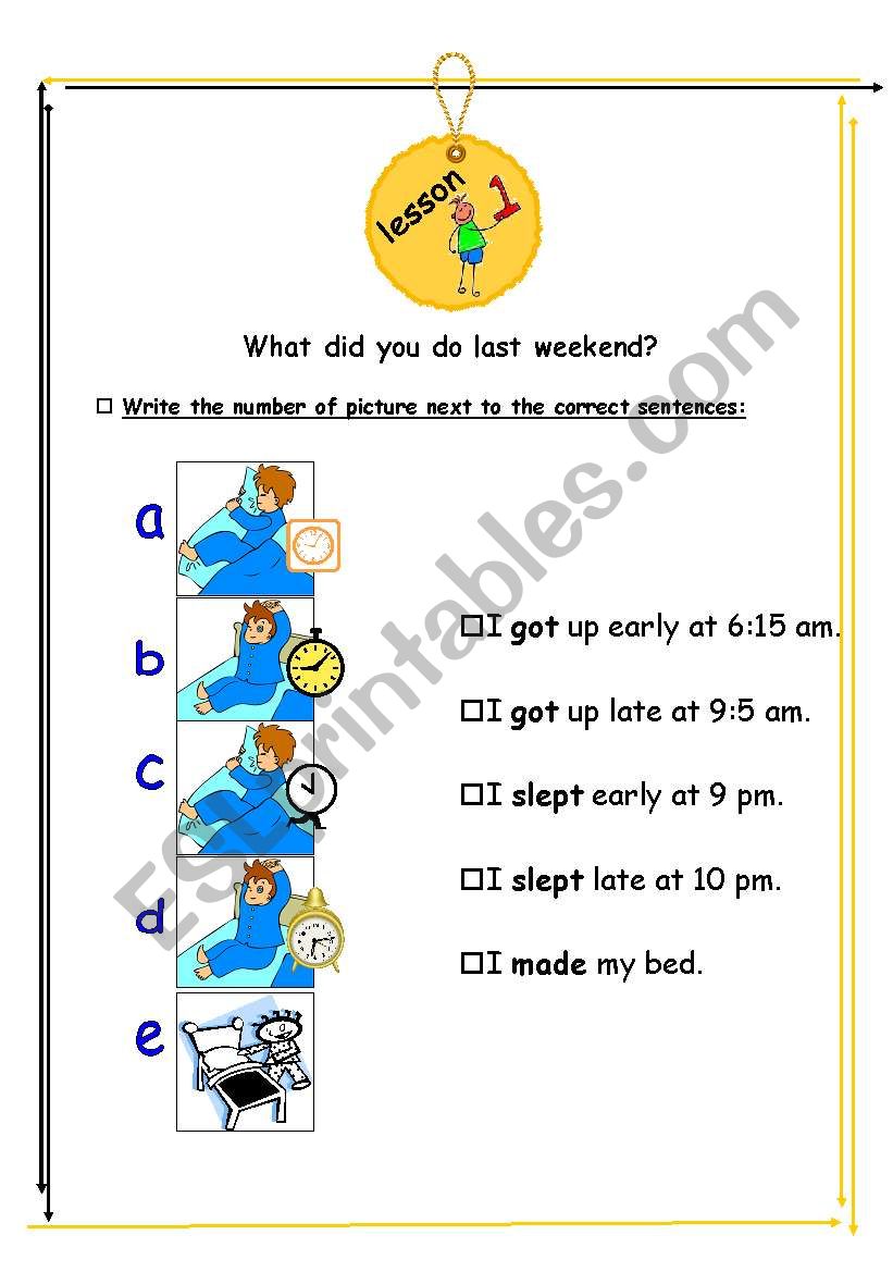 Last Weekend worksheet