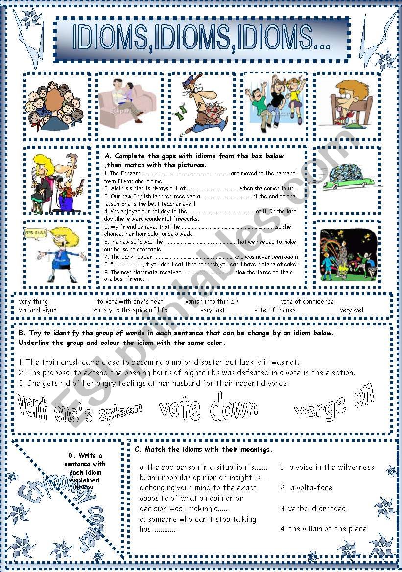 IDIOMS,IDIOMS,IDIOMS...(22) worksheet