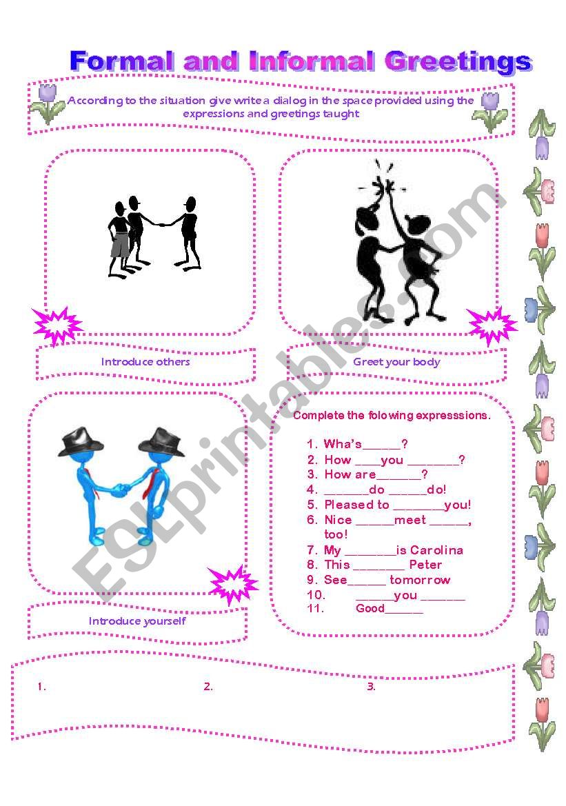 Formal and Informal Greetings worksheet