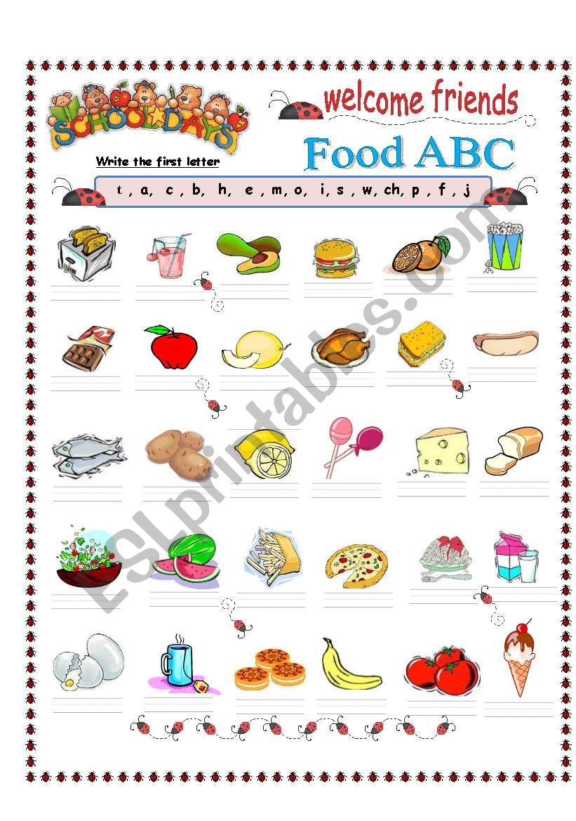 Food-ABC / 2 pages worksheet