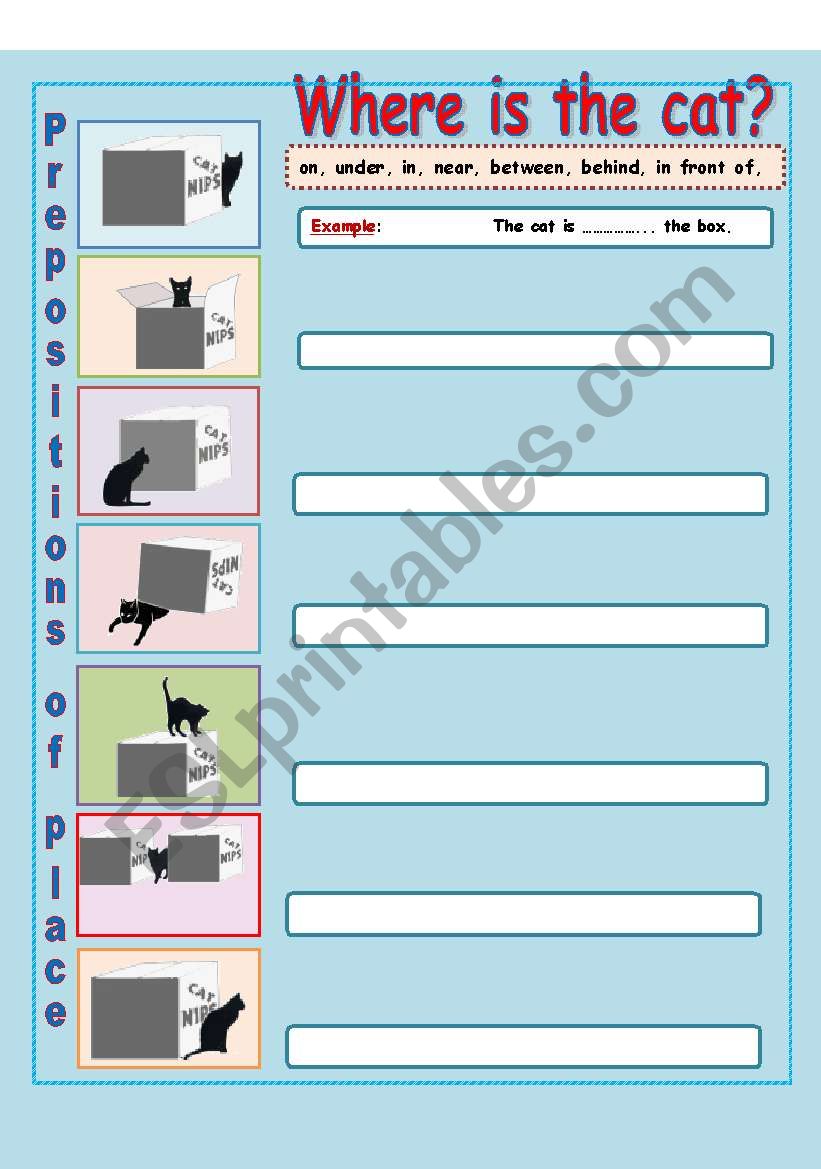 Prepositions of  Place worksheet