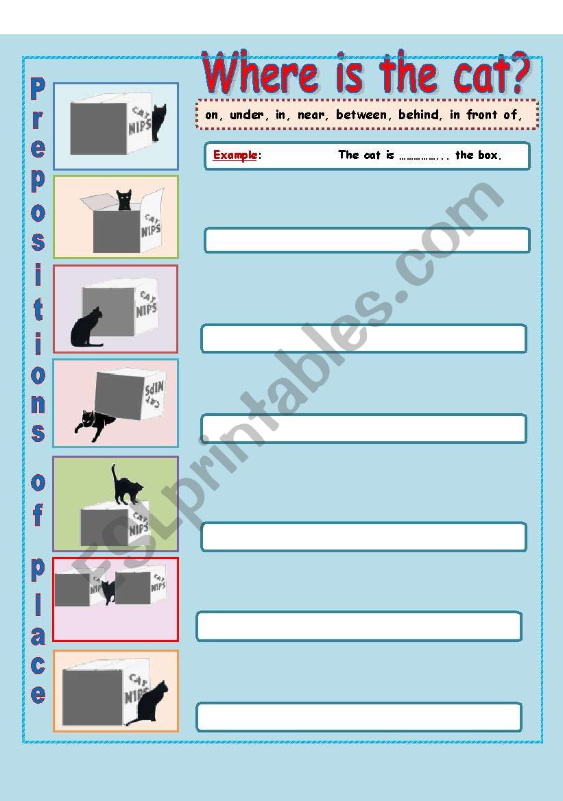 Prepositions of  Place worksheet