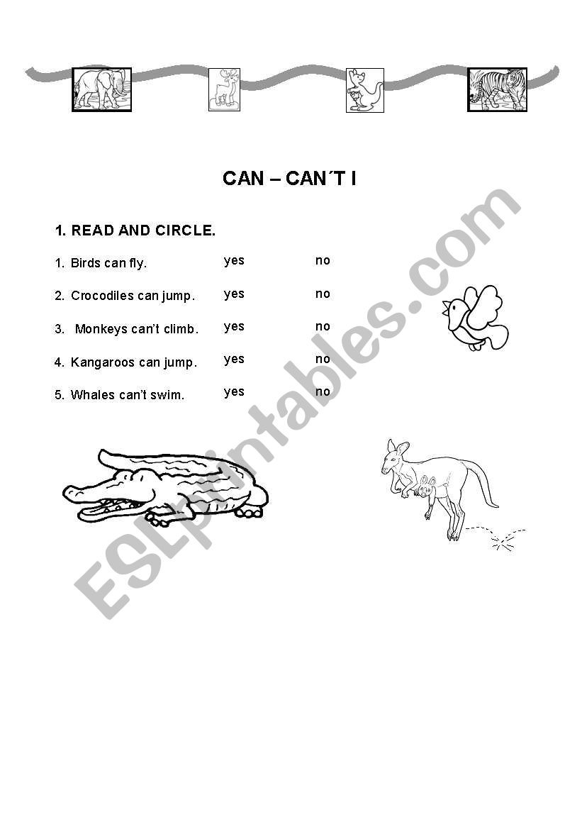 CAN-CANT (PART I) worksheet