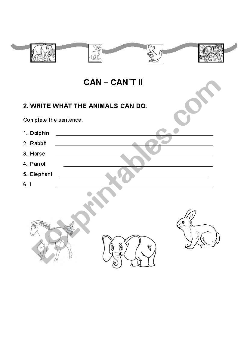 CAN - CANT  (PART II) worksheet