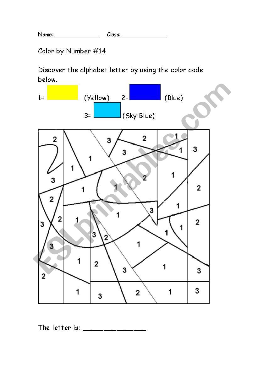 Alphabet Color by Number: N  worksheet