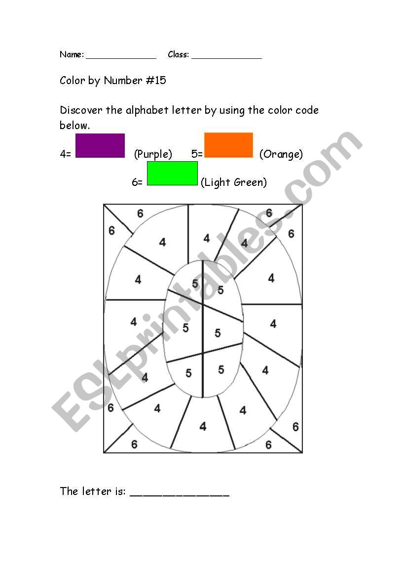 Alphabet Color by Number: O worksheet