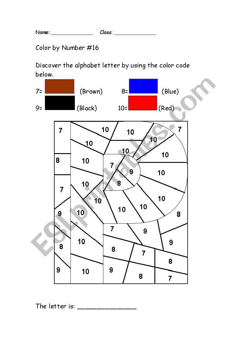 Alphabet Color by Number: P worksheet