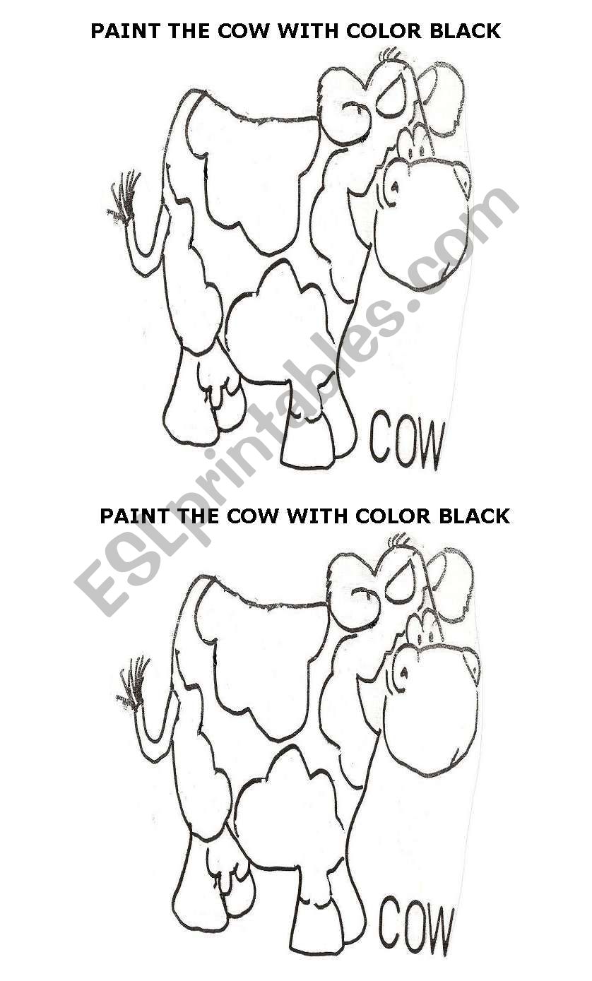 paint the cow with color black