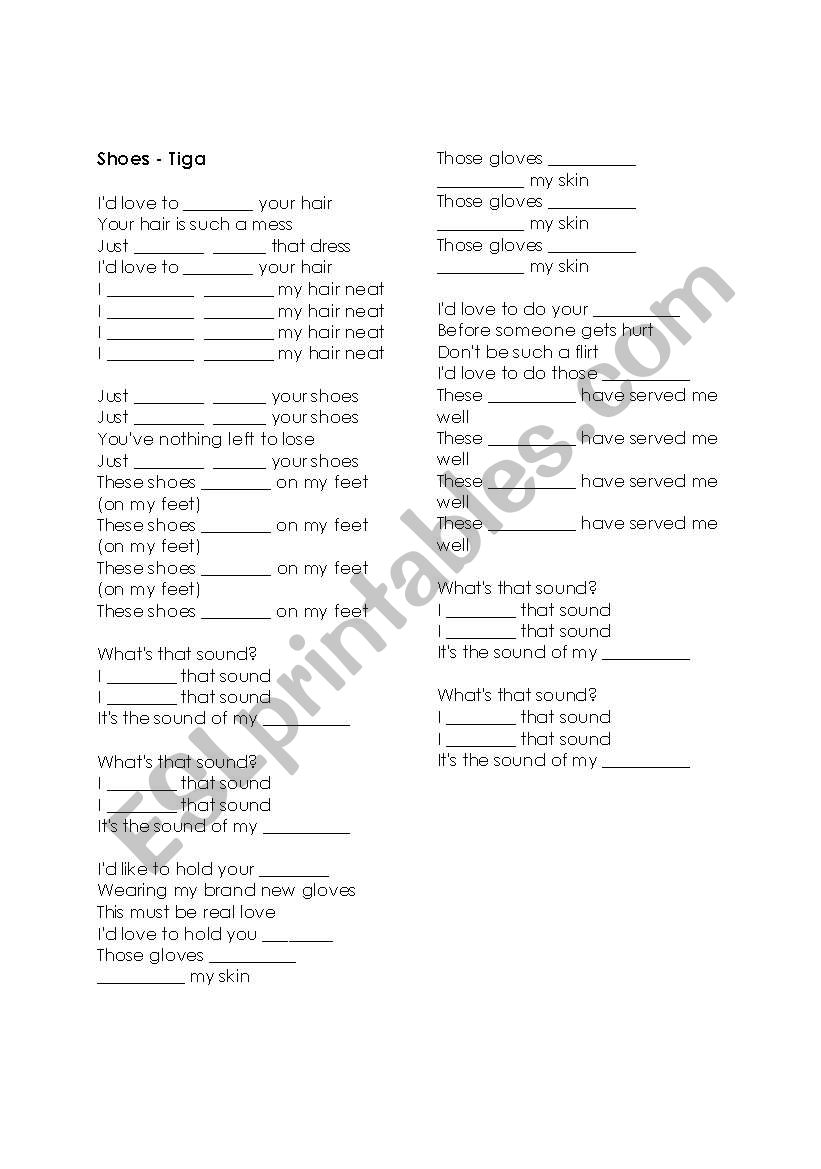 Tigas Shoes Song Activity worksheet