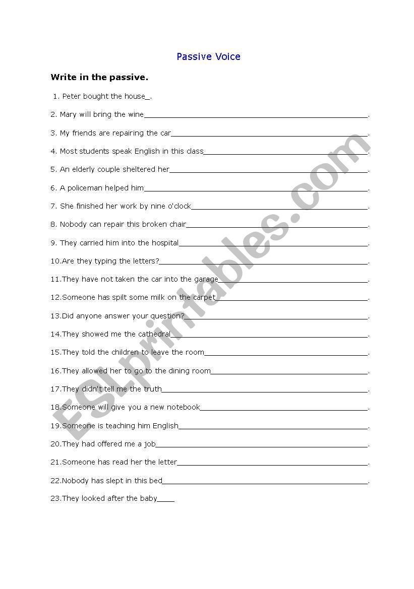 Passive Voice worksheet