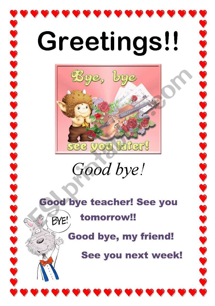 Greetings - Good bye! (10/10) worksheet
