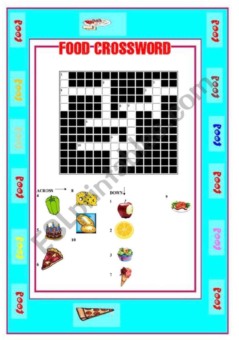 FOOD-CROSSWORD AND WORDSEARCH worksheet