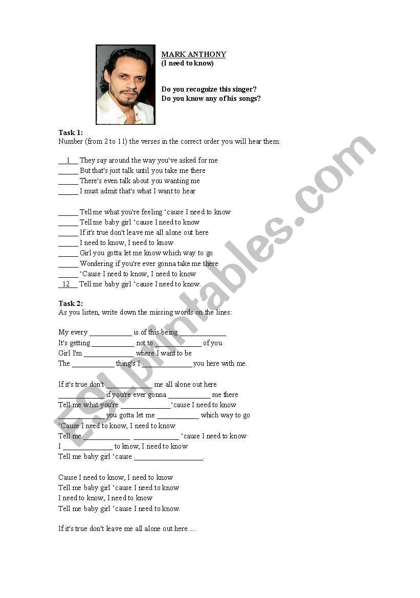 Listening Mark Anthony worksheet