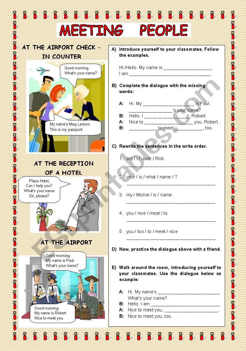 Meeting People worksheet