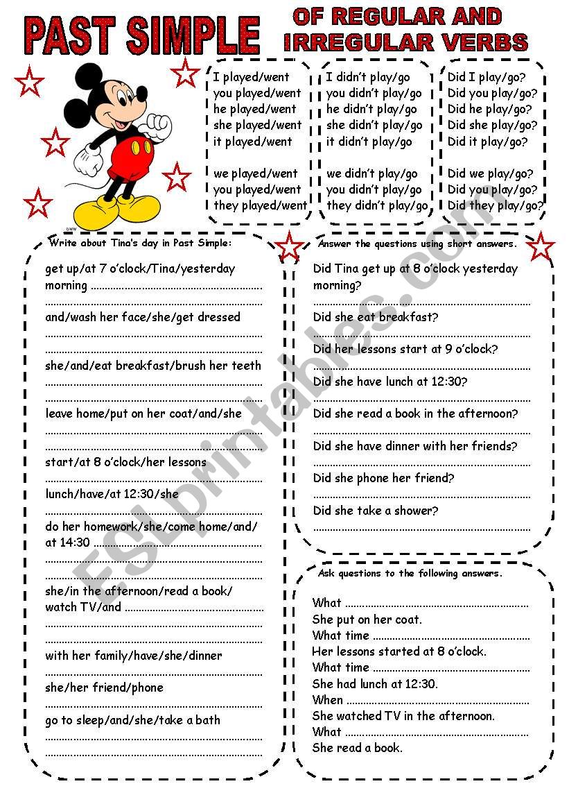 PAST SIMPLE OF REGULAR AND IRREGULAR VERBS (2) (2 PAGES)