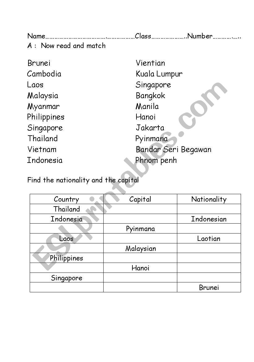 capital worksheet