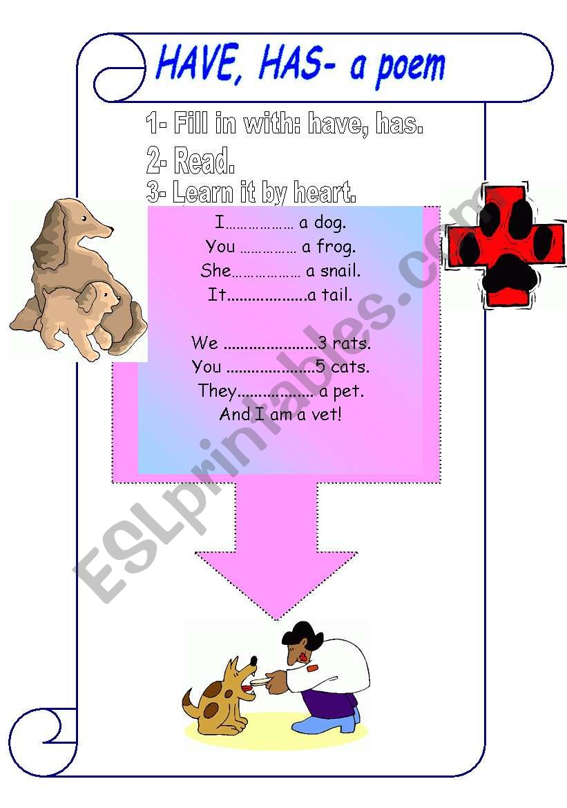 I have a dog- a poem worksheet