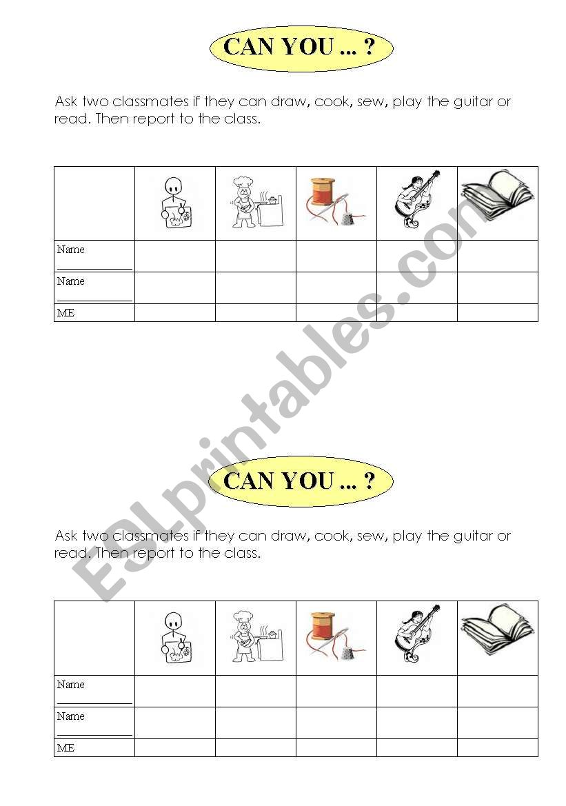 Can you...? worksheet