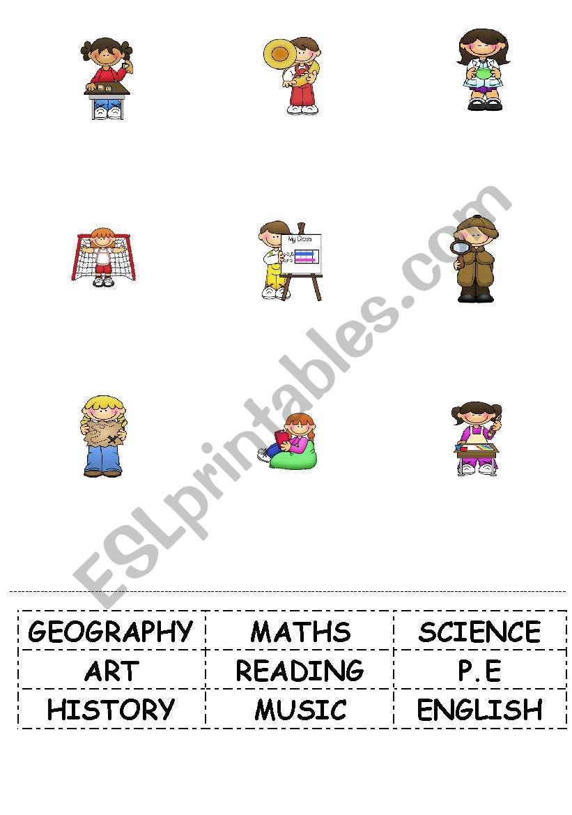 SCHOOL SUBJECTS worksheet