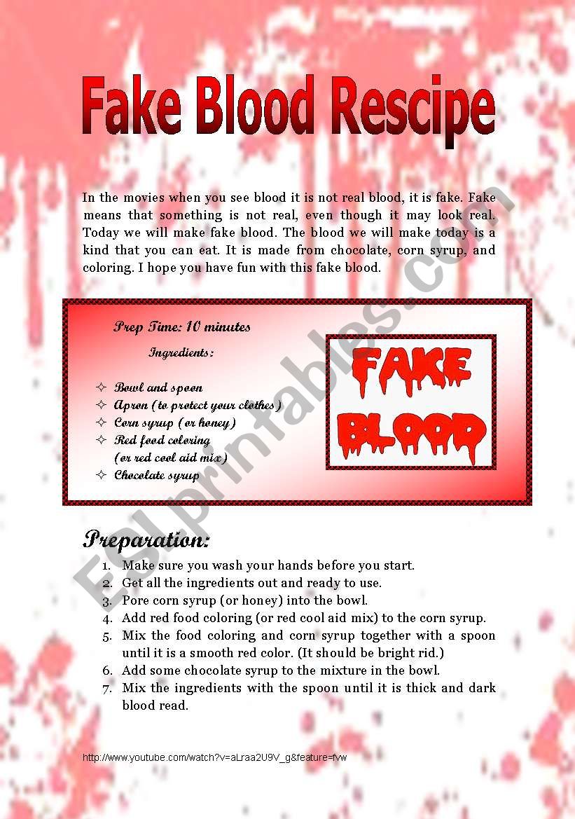 Fake Blood Recipe (seventh 15min of Twilight)
