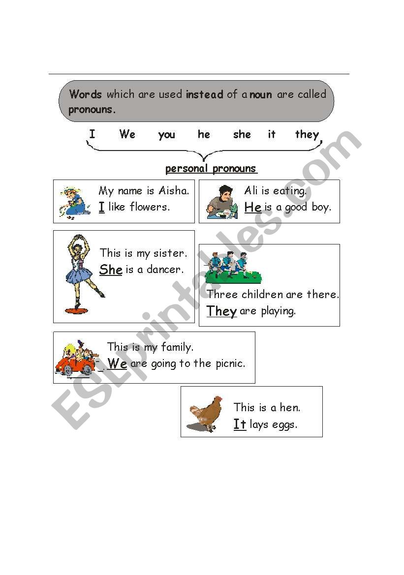 Pronoun worksheet