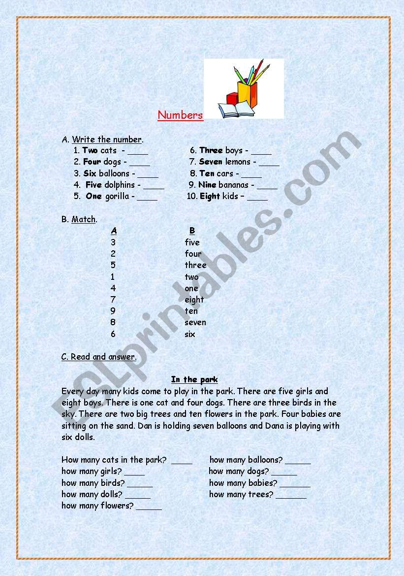 numbers 1-10 worksheet