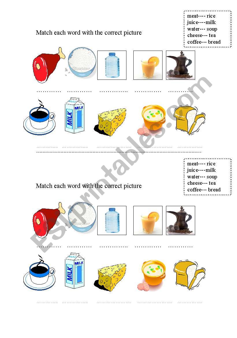 match worksheet