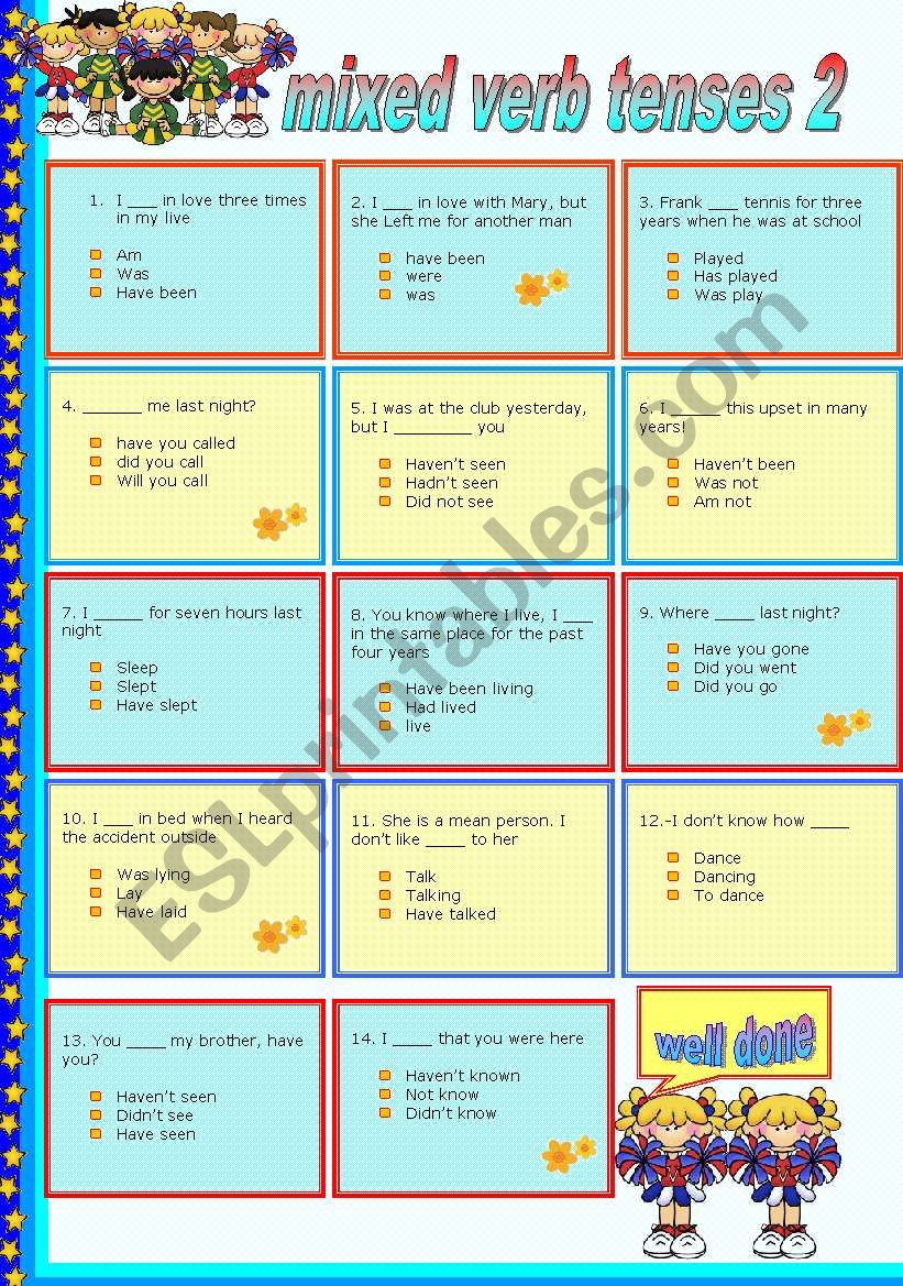 MIXED VERB TENSE PART 2 worksheet