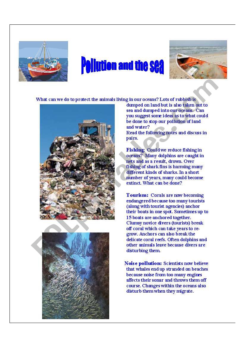 Pollution and the Sea worksheet