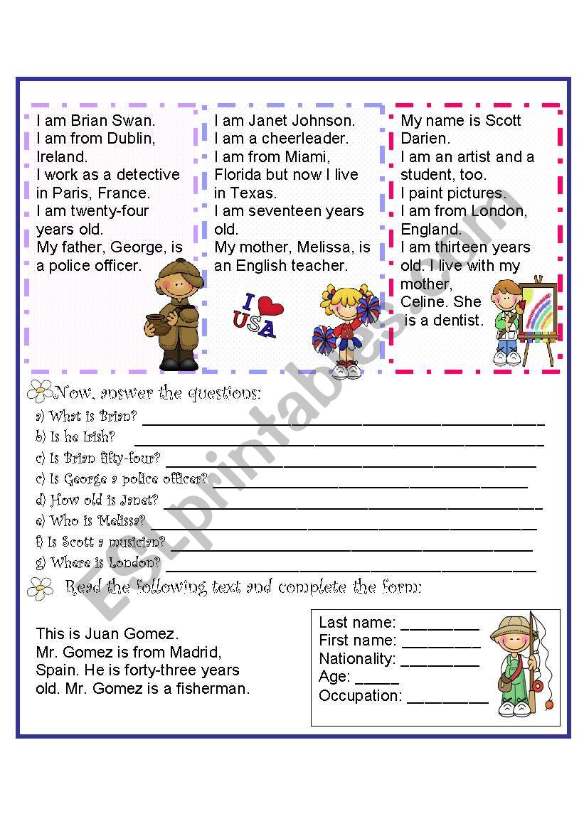 Personal Information 2 worksheet