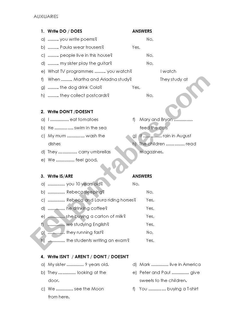 AUXILIARIES IN QUESTIONS PRACTICE