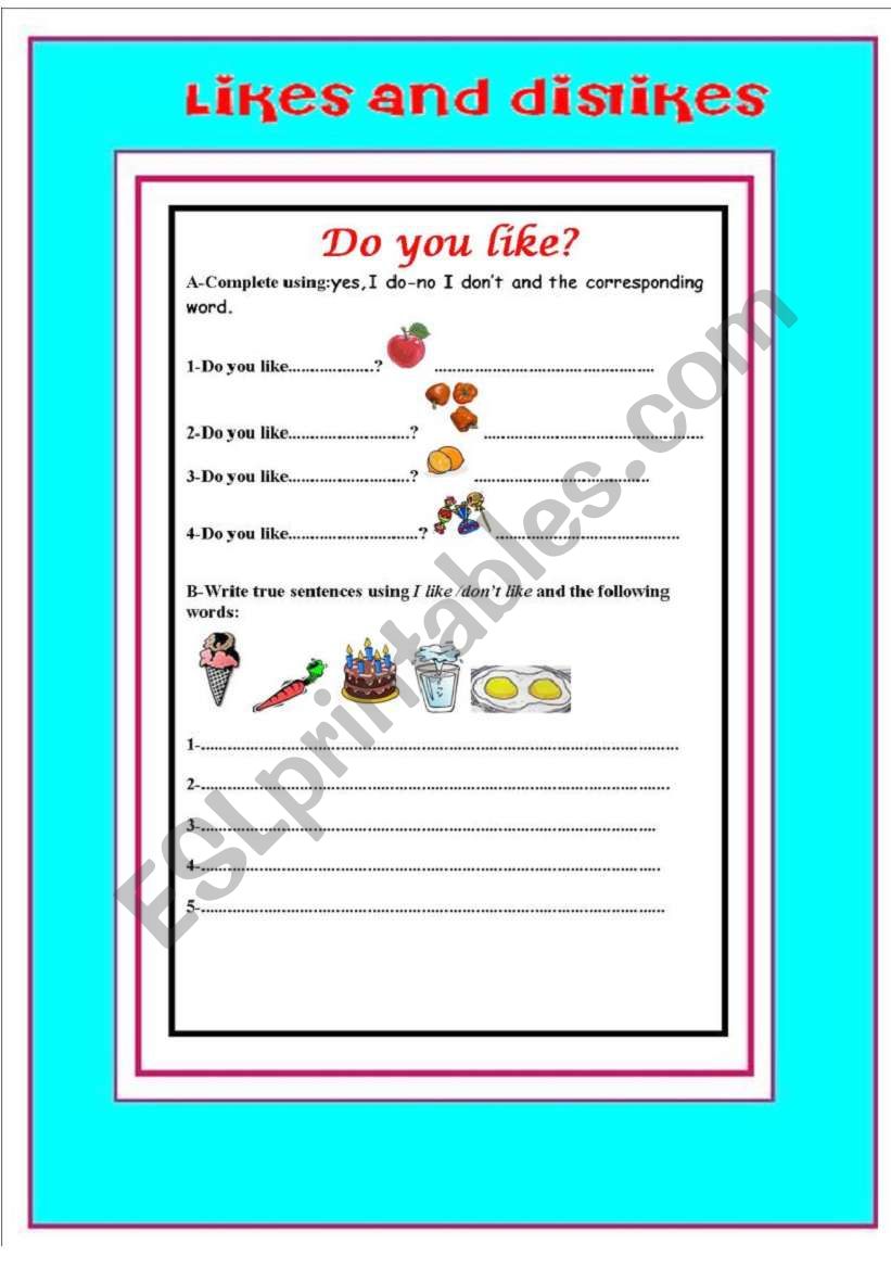 food & drinks worksheet