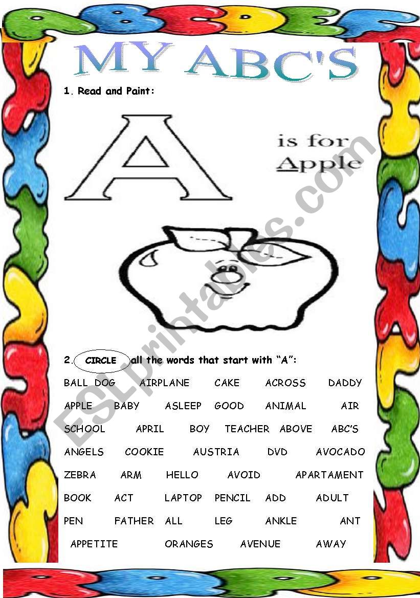 My ABCÂ´S (A) worksheet