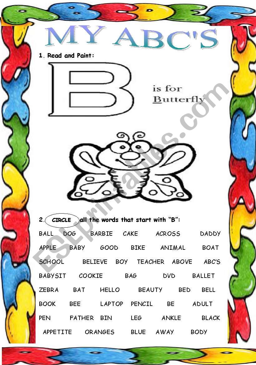 My ABCS (B) worksheet