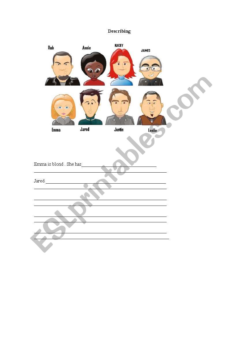 describing people worksheet