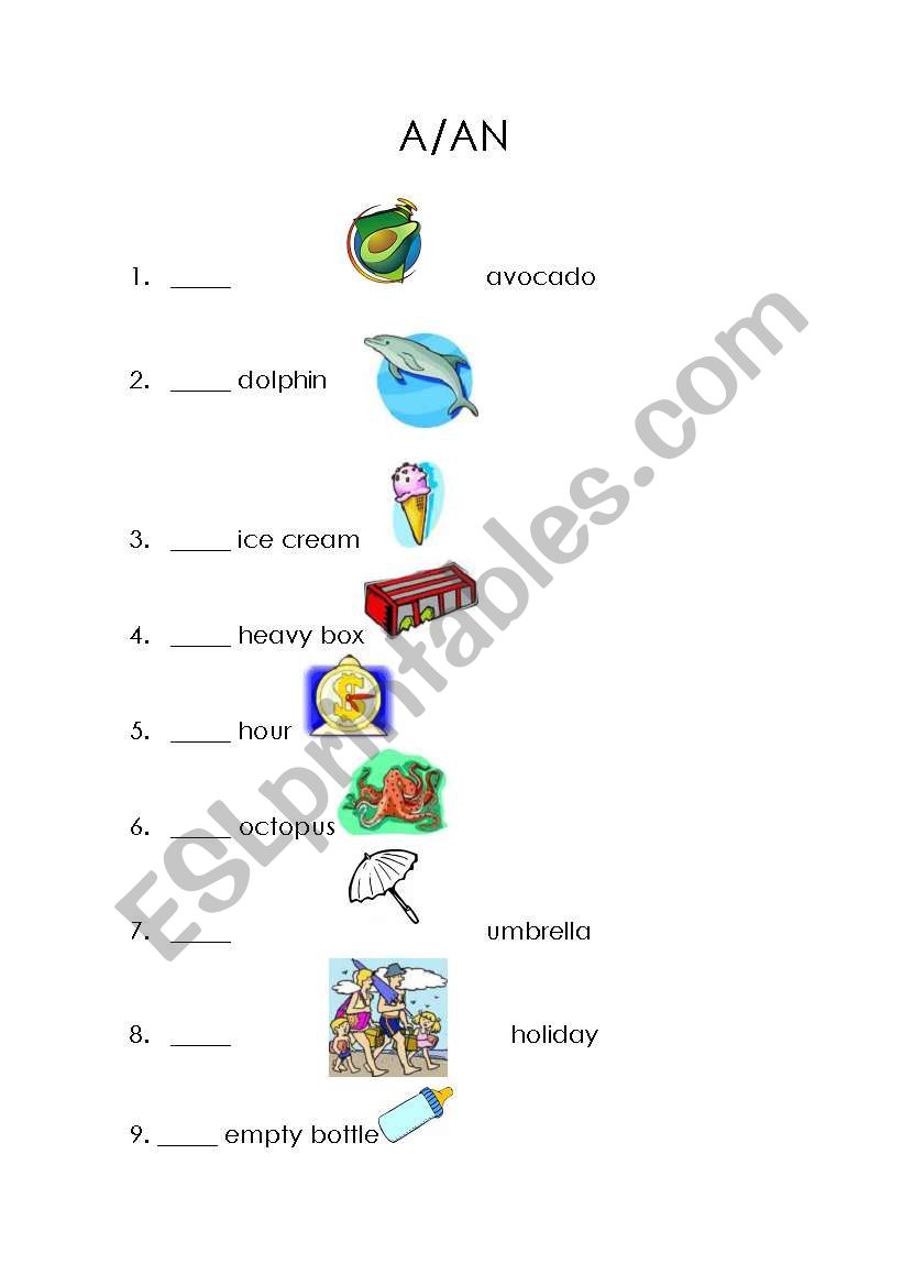 Fill in a or an worksheet
