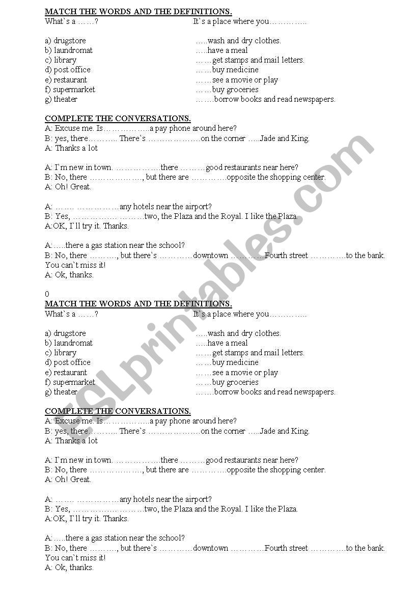 giving directions.-shops worksheet