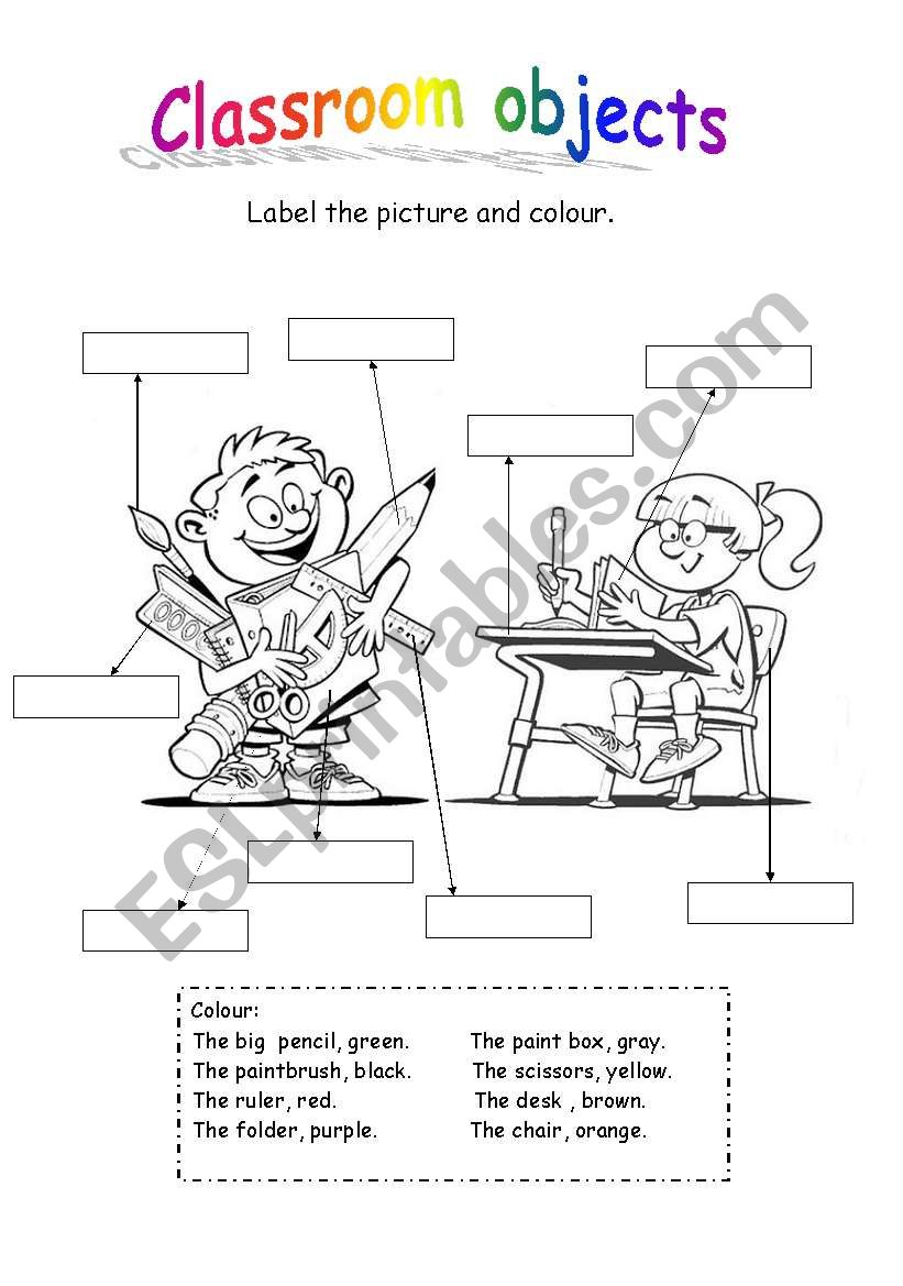 Classroom Objects worksheet