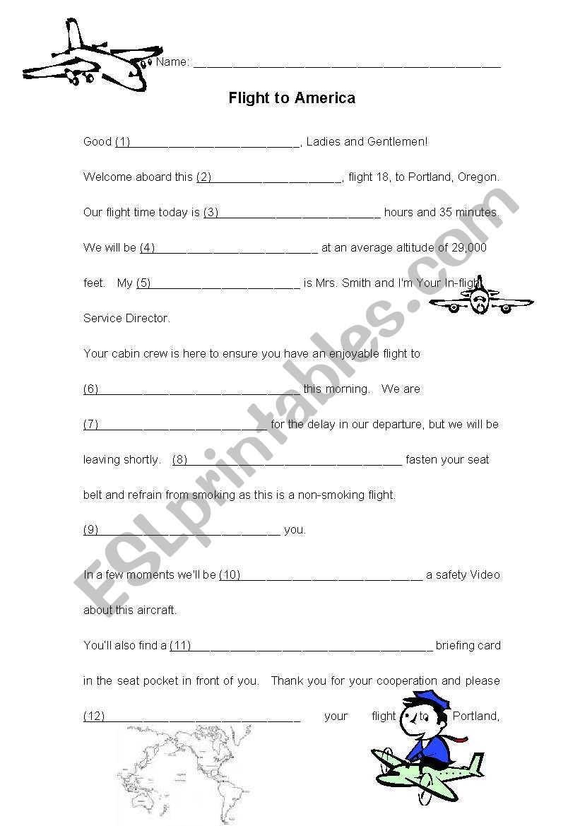 Flight Announcement worksheet