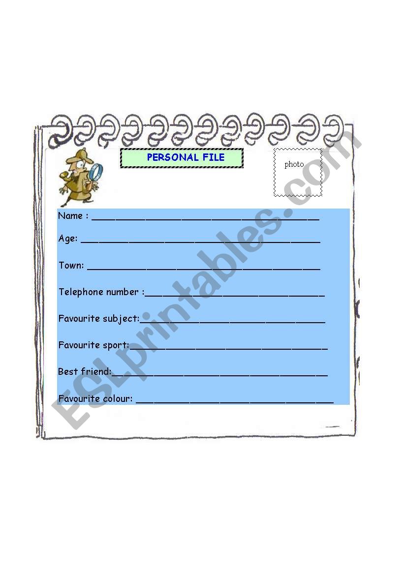 Personal File worksheet