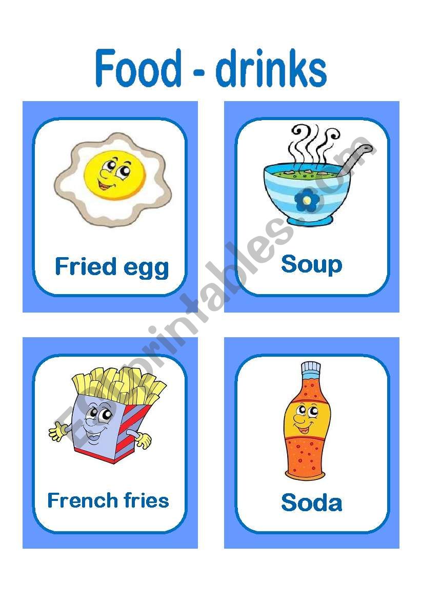 FOOD AND DRINKS CARDS! PART 4 worksheet