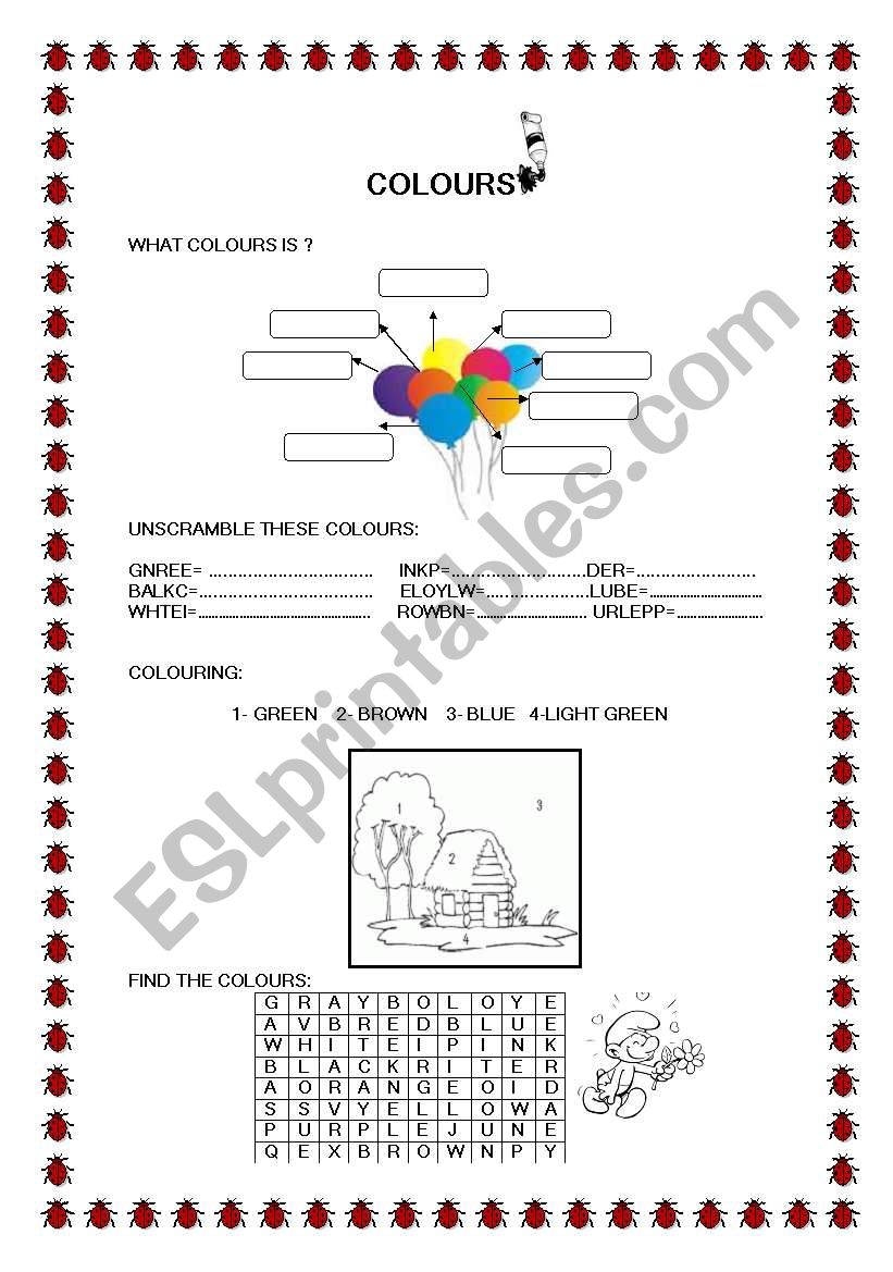 COLOURS worksheet