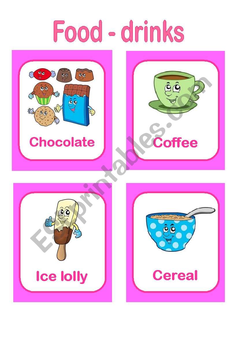 FOOD AND DRINKS CARDS PART 3 worksheet