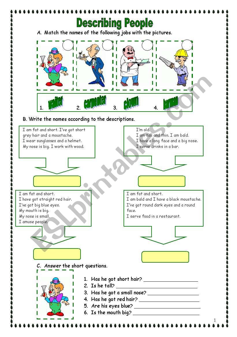 Describing people (19.07.09) worksheet