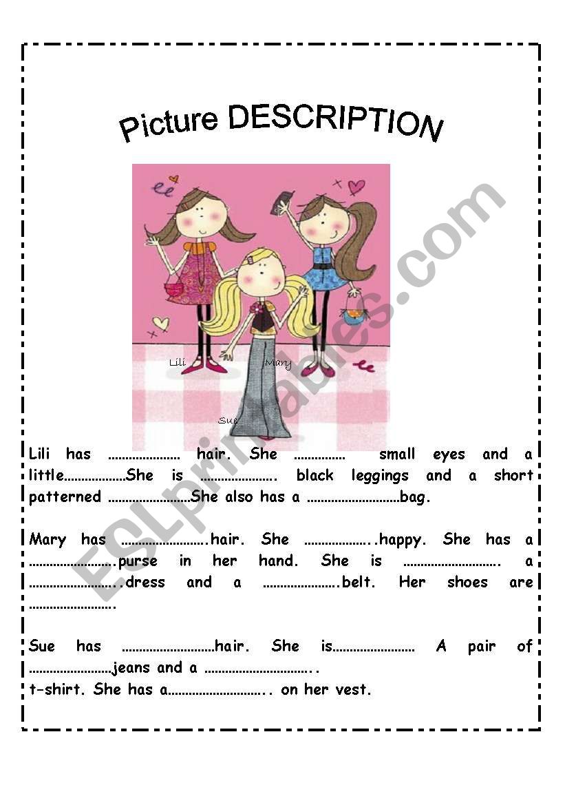 Picture description worksheet