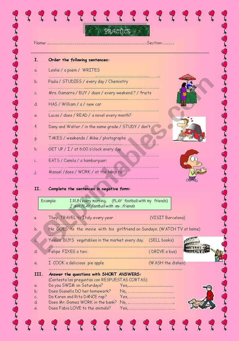 PRESENT SIMPLE worksheet